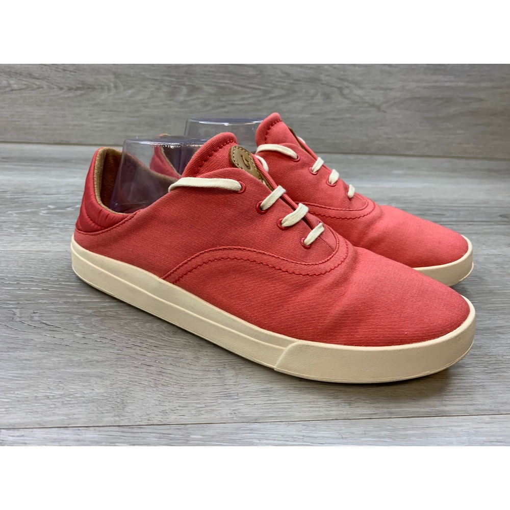 OluKai Kohu Women's 11 Pink Coral Textile Drop-In Heel Slip On Sneakers Shoes